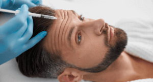 Man receiving dermal fillers in coventry at Apsaras skin clinic